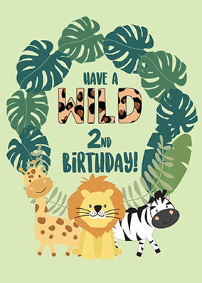 Zoo Animals 2nd Birthday Card