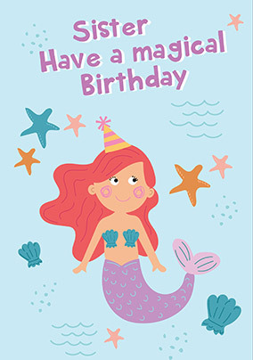 Sister Mermaid Birthday Card