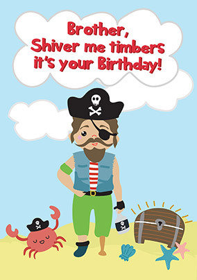 Brother Pirate Birthday Card