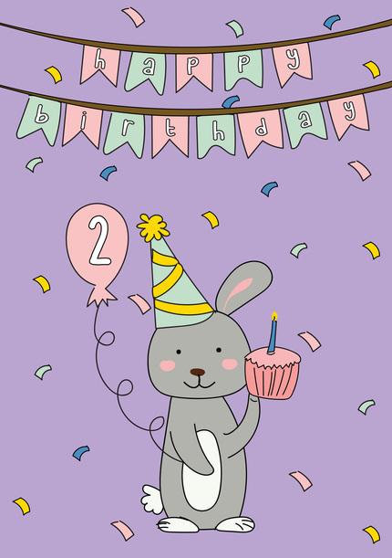 Bunny Age 2 Children's Card