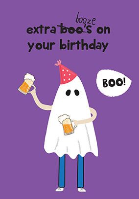 Extra Booze Ghost Birthday Card