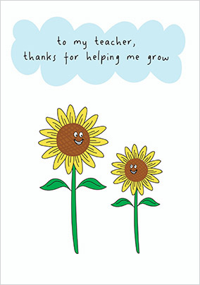 Helping Me Grow Thank You Teacher Card