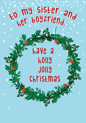 Sister & Boyfriend Holly Jolly Christmas Card