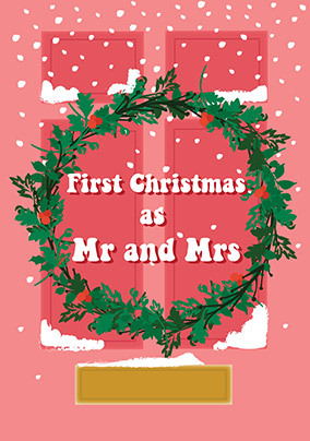 1st Christmas as Mr & Mrs Wreath Card
