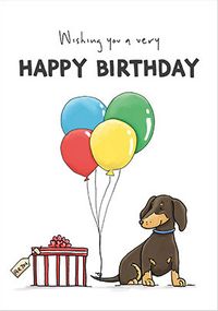 Dog and Balloons Birthday Card