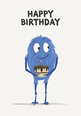 Blue Monster Birthday Card