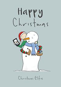 Snowman Elfie Christmas Card