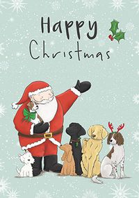 Santa with Dogs Christmas Card