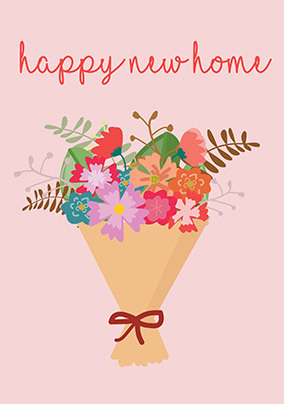 Happy New Home Flowers Card