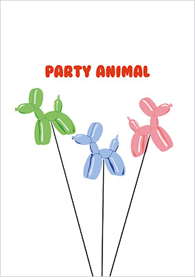 Party Animal Balloons Birthday Card