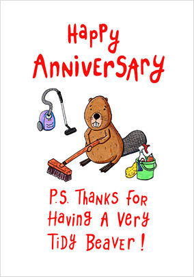 Tidy Beaver Anniversary Card
