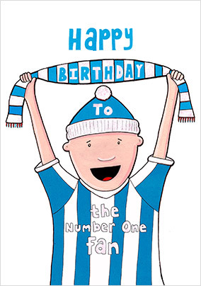 Blue Stripes Football Birthday Card