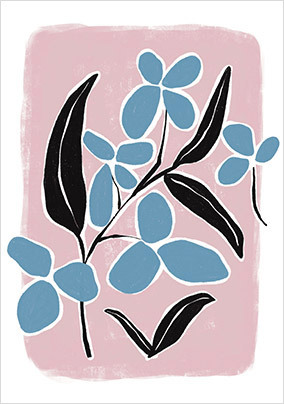 Illustrated Blue Flowers Card