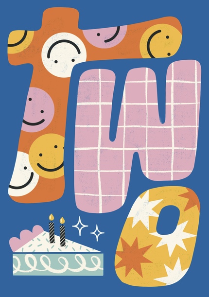 Funky Font 2nd Birthday Card