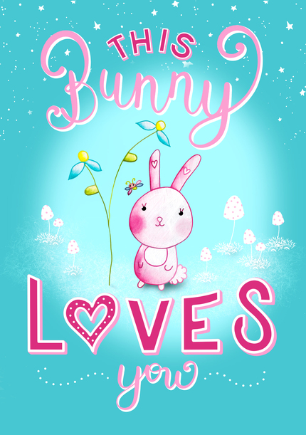 Bunny Loves You Easter Card