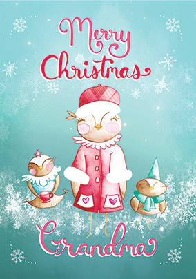 Grandma Cute Penguins Christmas Card