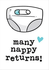 Many Nappy Returns Blue New Baby Card