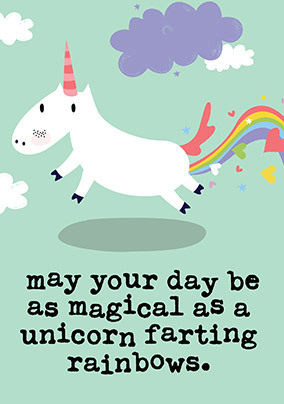 Unicorn Farting Rainbows Birthday Card