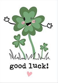 Four Leaf Clover Cute Good Luck Card