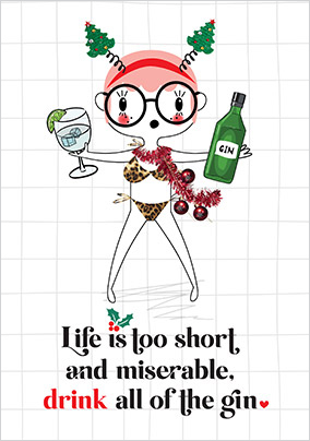 Too Short Gin Christmas Card