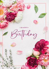 Tap to view Floral Border Happy Birthday Card