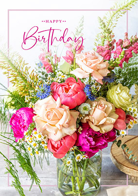 Pretty Floral Arrangement Birthday Card