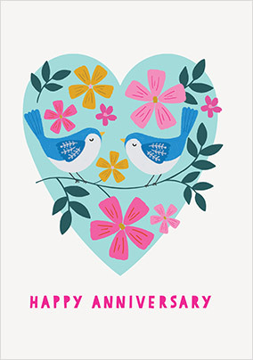 Birds Heart Anniversary Card