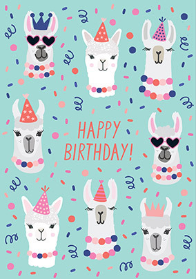 Llama Party Birthday Card