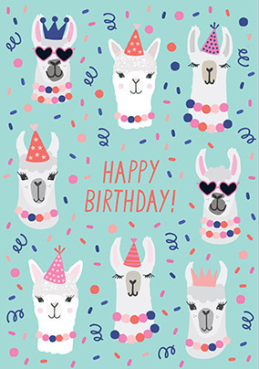 Llama Party Birthday Card