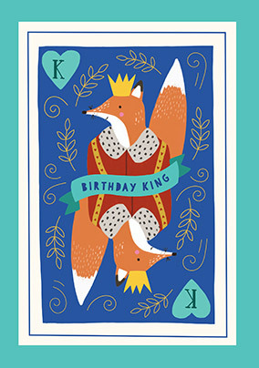 Fairy-tale Fox King Birthday Card