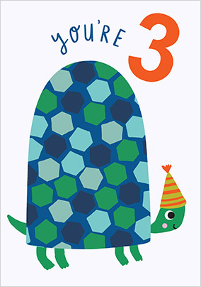 Party Tortoise 3rd Birthday Card
