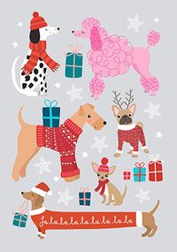 Dogs Fa La La La Christmas Card