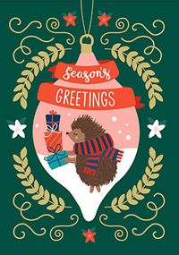 Hedgehog Seasons Greetings Christmas Card