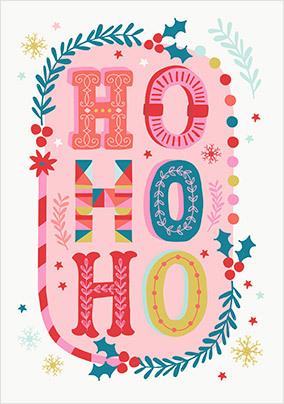 Ho Ho Ho Typographic Christmas Card