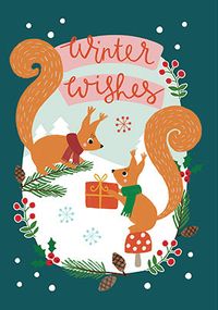 Squirrels Winter Wishes Christmas Card