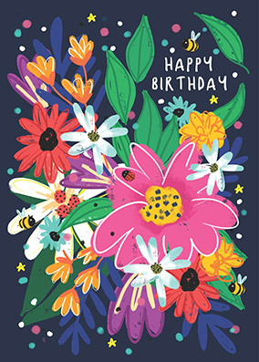 Bright Floral Birthday Card