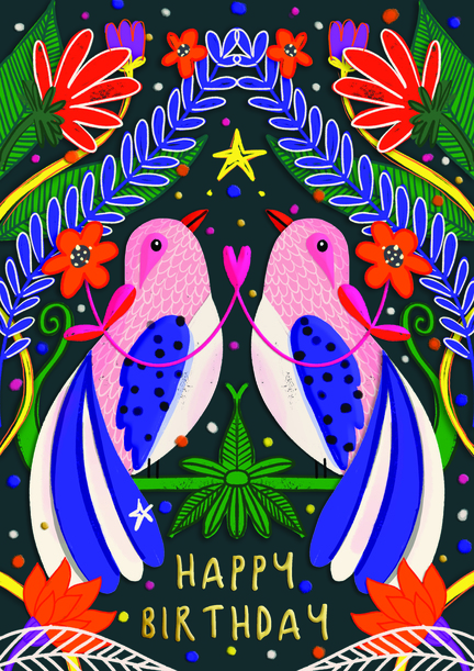 Happy Birthday Birds Card