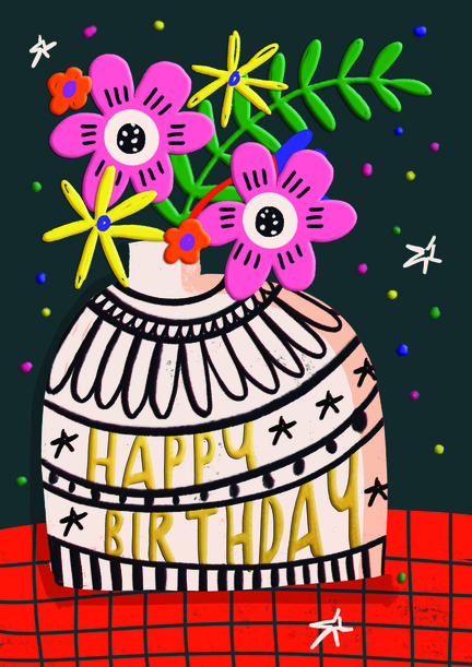 Happy Birthday Vase Card