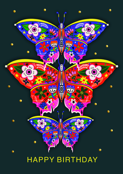 Three Butterflies Birthday Card