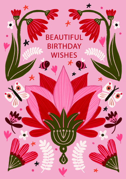 Beautiful Birthday Wishes Floral Card