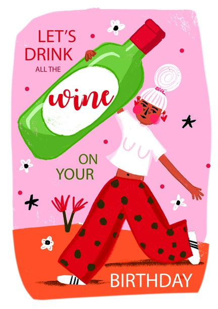 Let's Drink Wine Birthday Card