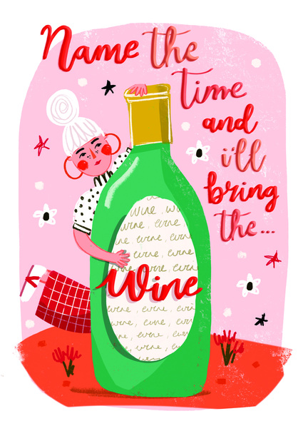 Time and Wine Birthday Card