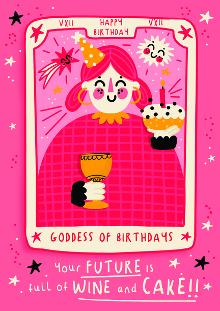 Wine and Cake in your Future Birthday Card