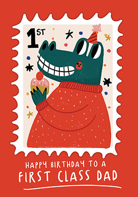 1st Class Dad Stamp Birthday Card