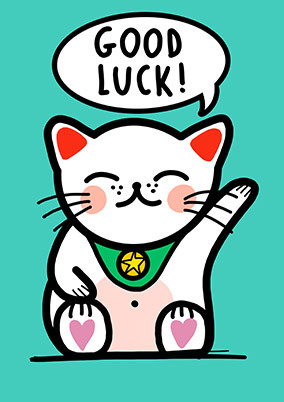 Lucky Cat Maneki Neko Good Luck Card