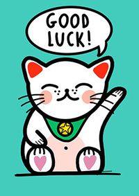 Lucky Cat Maneki Neko Good Luck Card