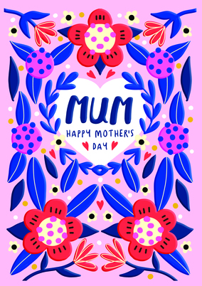 Mother's Day Flowers Heart Card