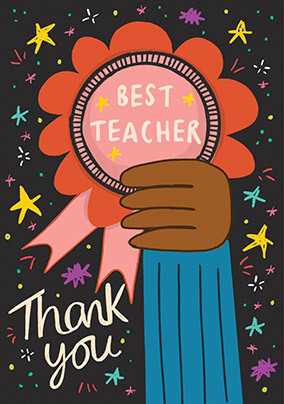 Best Teacher Rosette Card