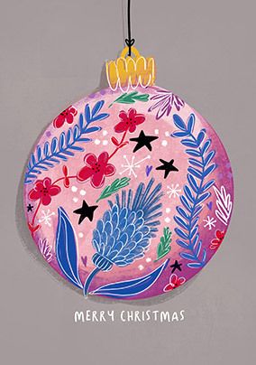 Photo of Patterned Bauble Christmas Card
