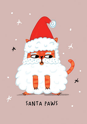 Santa Paws Cat Christmas Card